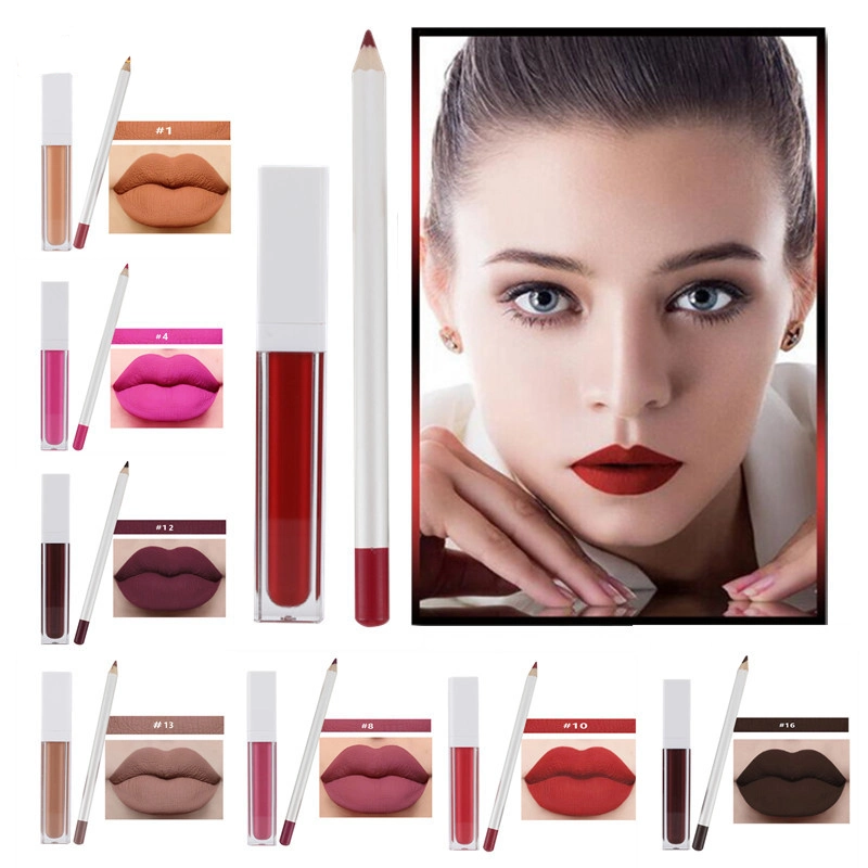 Wholesale OEM Lip Liner Lipstick Set Matte Liquid Lipstick Lipliner Pencil Makeup Set