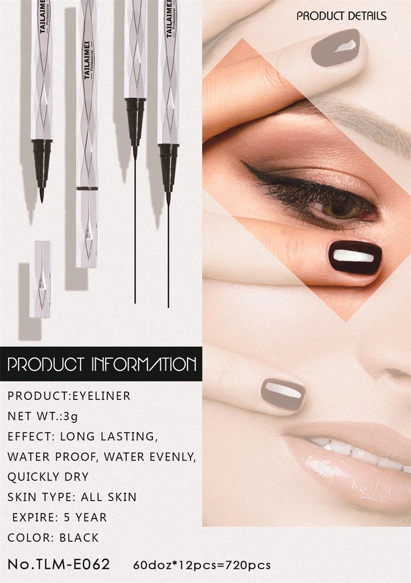 Tlm Hot Selling Super Exquisite Makeup Eyeliners Pen Long Lasting Eye Liner Pen Thin New Waterproof Black Eyeliner Liquid