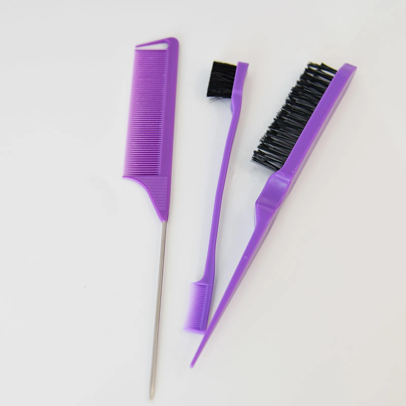 3PCS Professional Highlighting Comb Versatile Tip Tail Hairdresser Steel Needle Fine Teeth Comb Solid Hair Brush